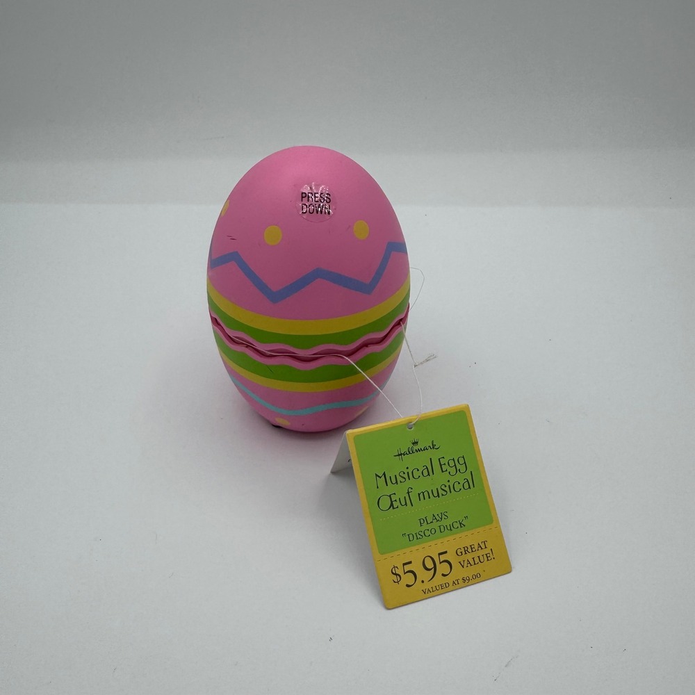 Hallmark Musical Egg Pink Easter Decor Plays Disco Duck New With Tags